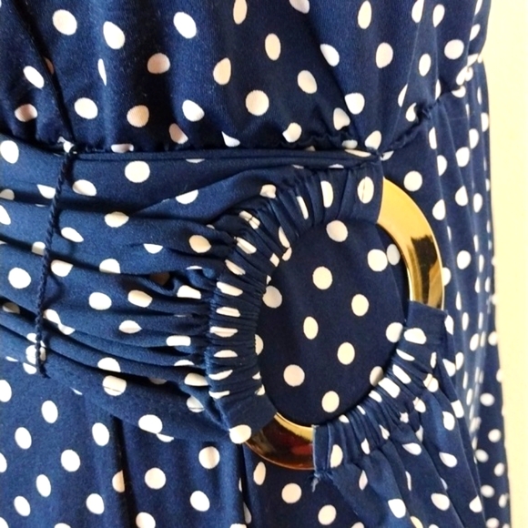 MSK Navy Blue and white polka dot jumpsuit with asymmetrical legs - Picture 13 of 14